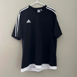 Adidas Black T-Shirt with White Stripes